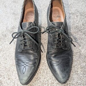 Jeffrey Campbell Dark Green Leather Lace-Up Oxfords